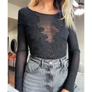 mesh floral body suit